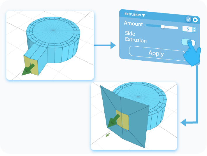 Toggle to enable the Side Extrusion feature for the Extrusion tool